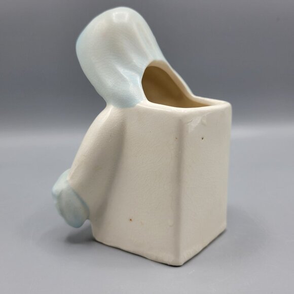 Vintage Ceramic Praying Virgin Mary Figurine Vase Blue White Religious Decor 4.5 - Picture 8 of 15